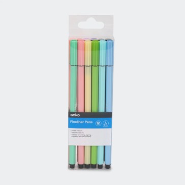 Fineliner Pens 12 Pack - Anko