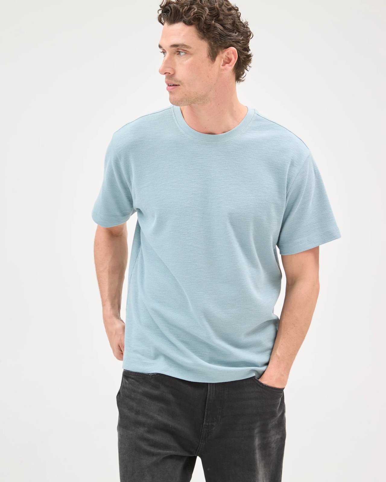 Australian Cotton Fashion Textured T-Shirt - Arona Blue 4 of 5