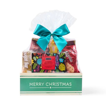 Christmas Motif Wooden Crate Hamper