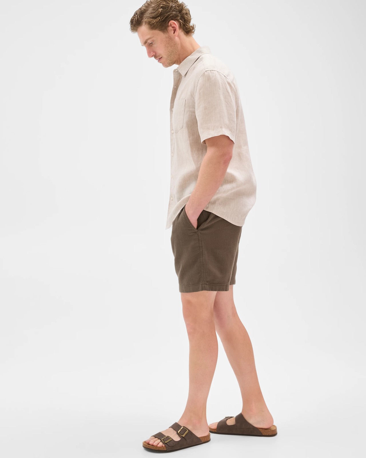 Australian Cotton Textured Shorts - Dark Olive 4 of 6