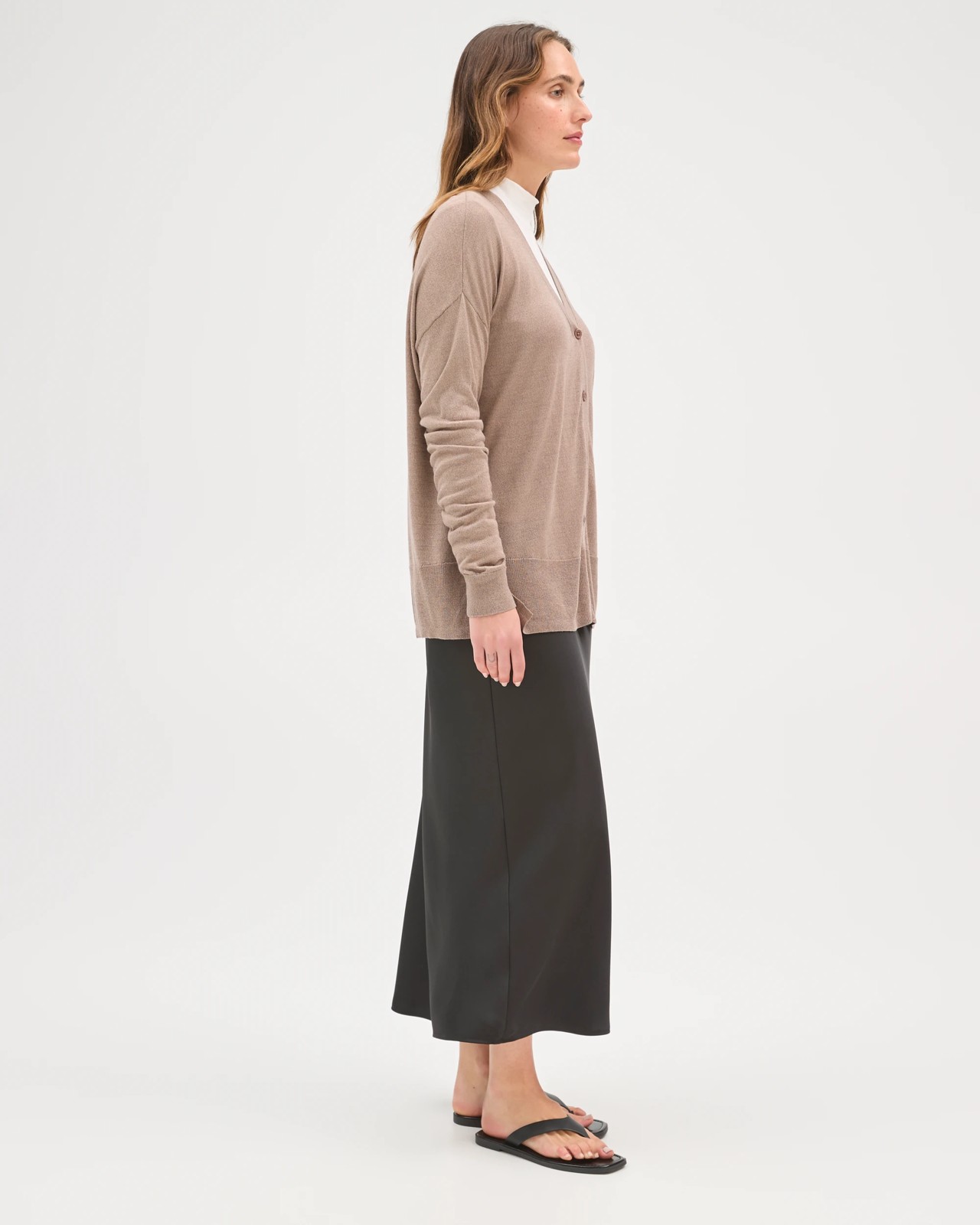 Preview Long Sleeve Boxy Cardigan - Parchment 3 of 6