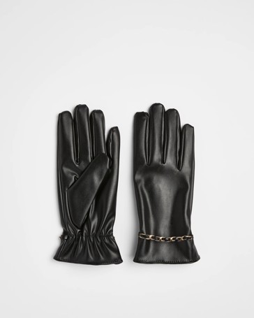 PU Chain Detail Gloves