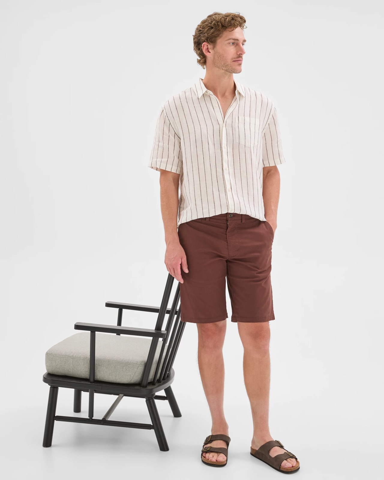 Australian Cotton Regular Stretch Chino Shorts - Brown Stone 4 of 6