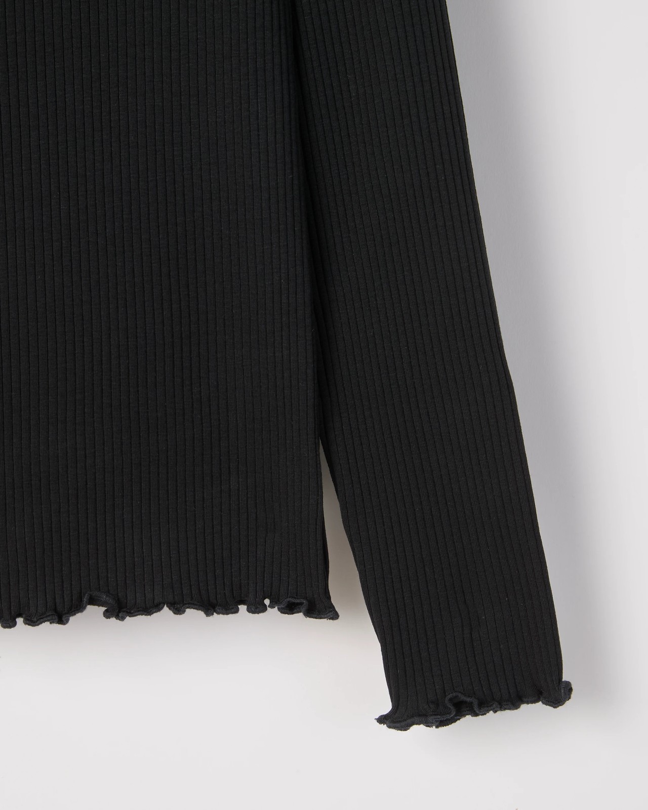 Australian Cotton Long Sleeve Rib T-Shirt - Black 2 of 2