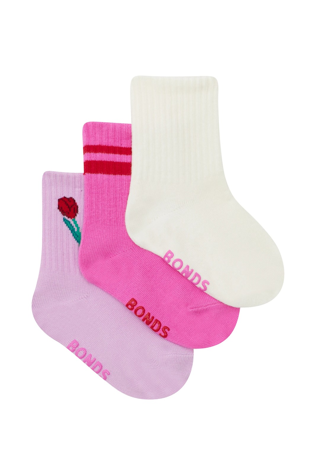 Bonds Baby 3 Pack Pattern Rib Crew Socks  2 of 5