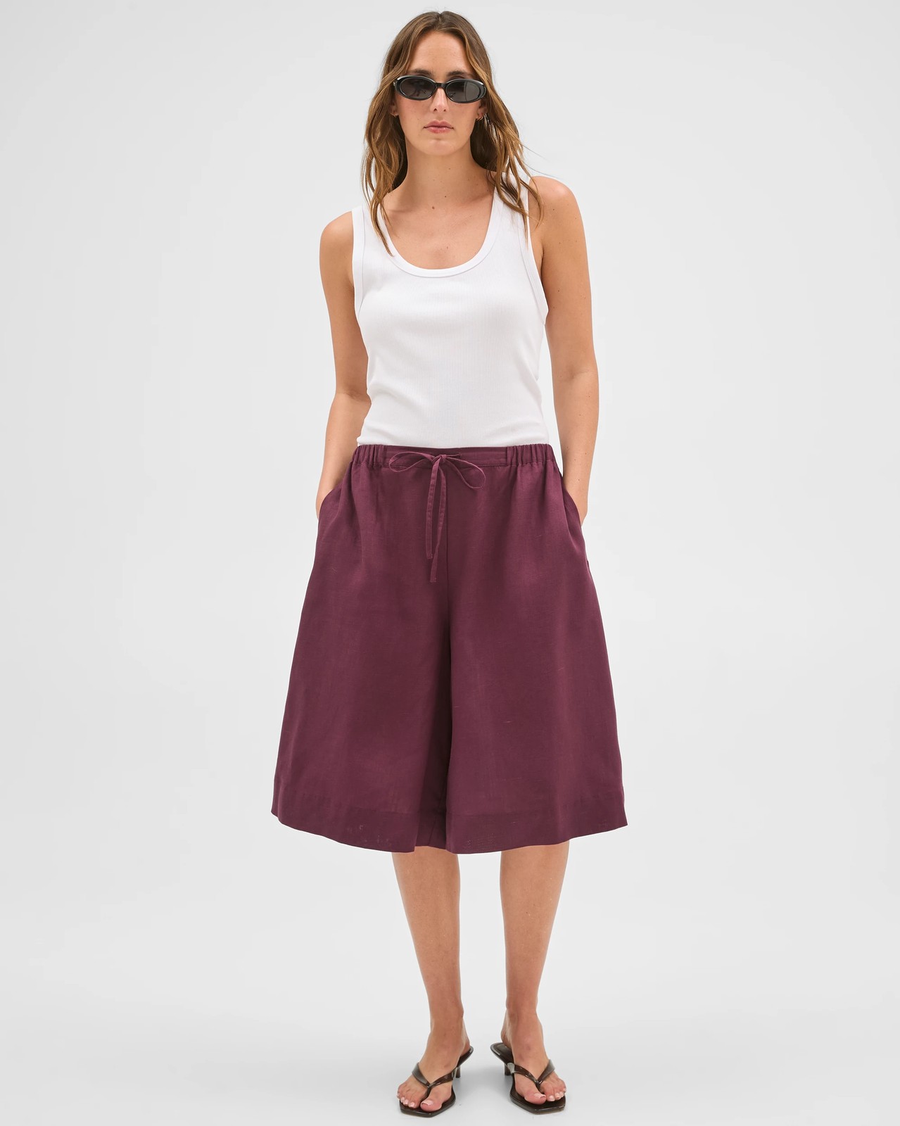 Cropped Culotte Pants - Merlot 3 of 5