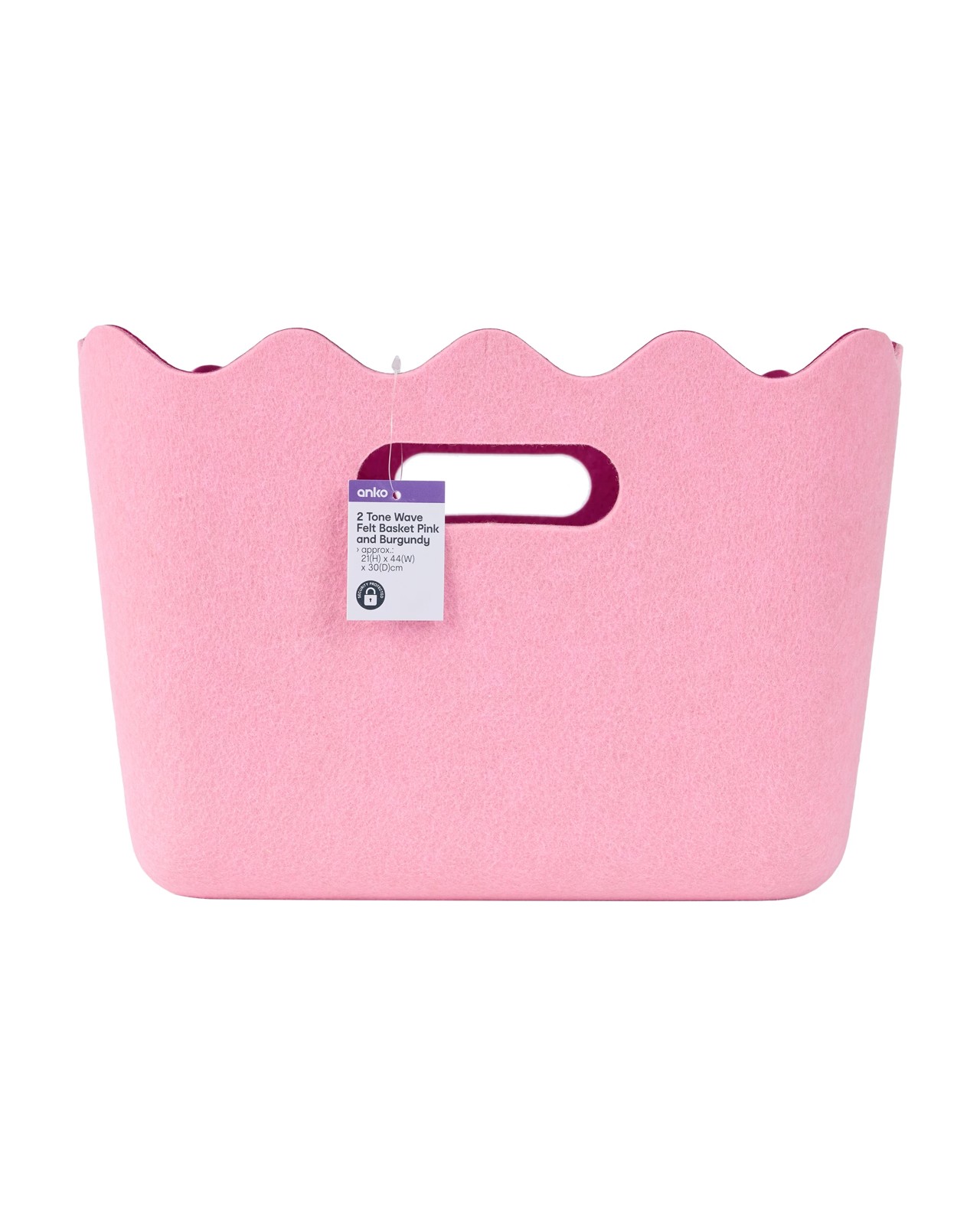 Anko Two Tone Wave Felt Basket - Pink and Burgundy 5 of 5