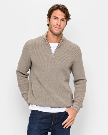 Australian Cotton 1/2 Zip Knit Jumper