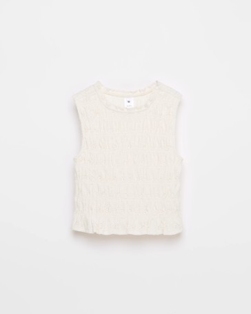 Textured Knit Shirred Tank Top