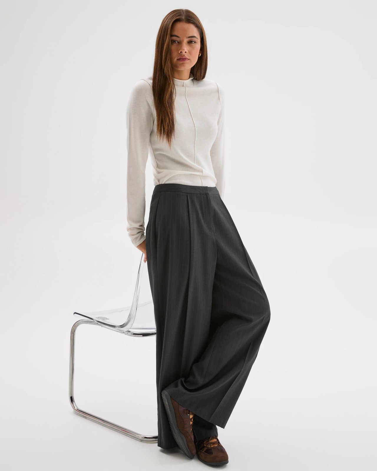 Lily Loves Wide Leg Tailored Pants - Charcoal 2 of 5