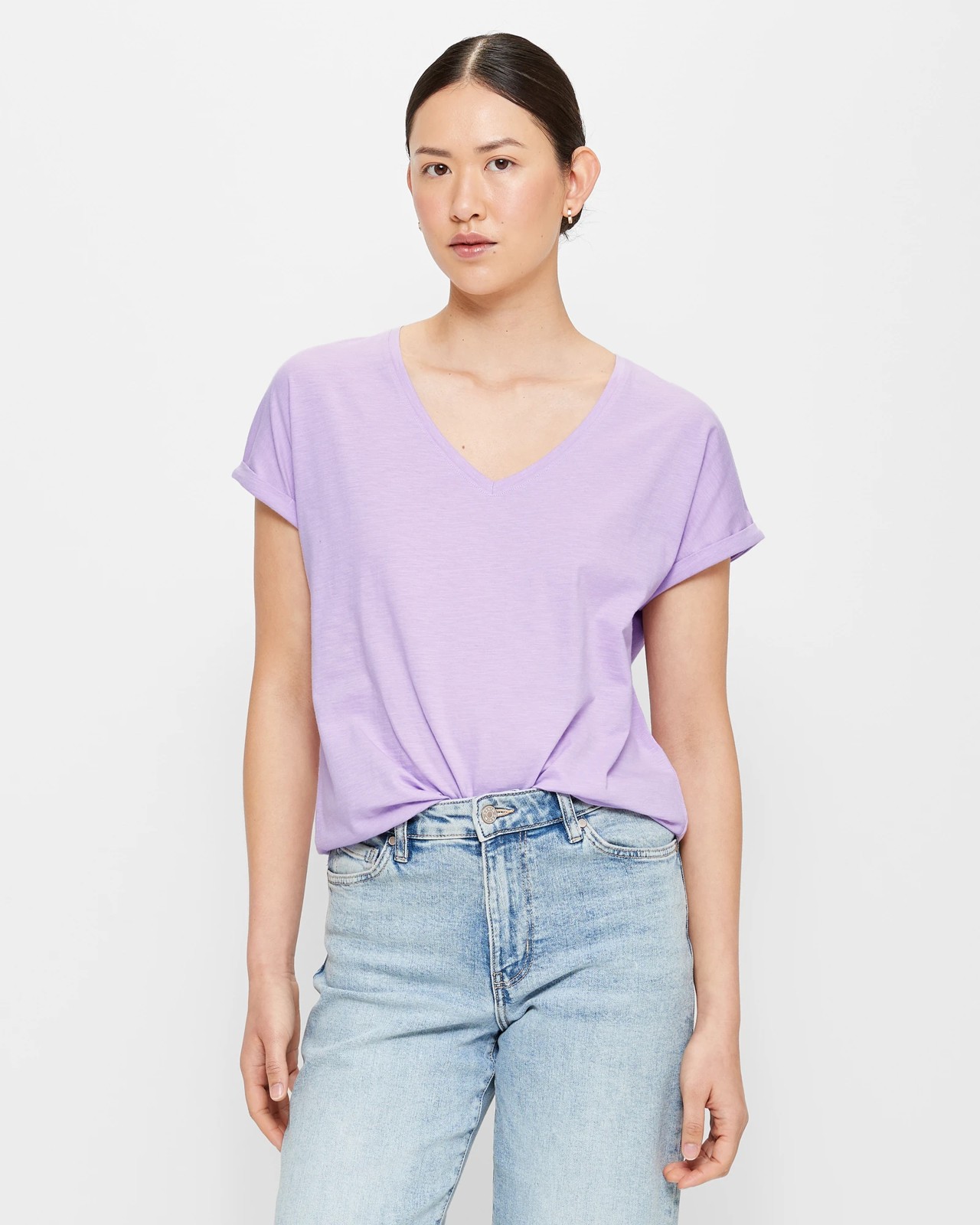 Australian Cotton Slub Slouchy V-Neck T-Shirt | Target Australia