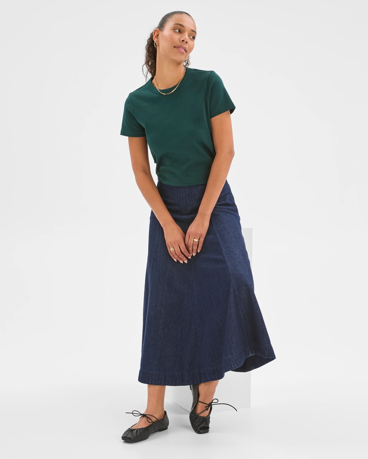 Panelled Denim Maxi Skirt 4 of 5