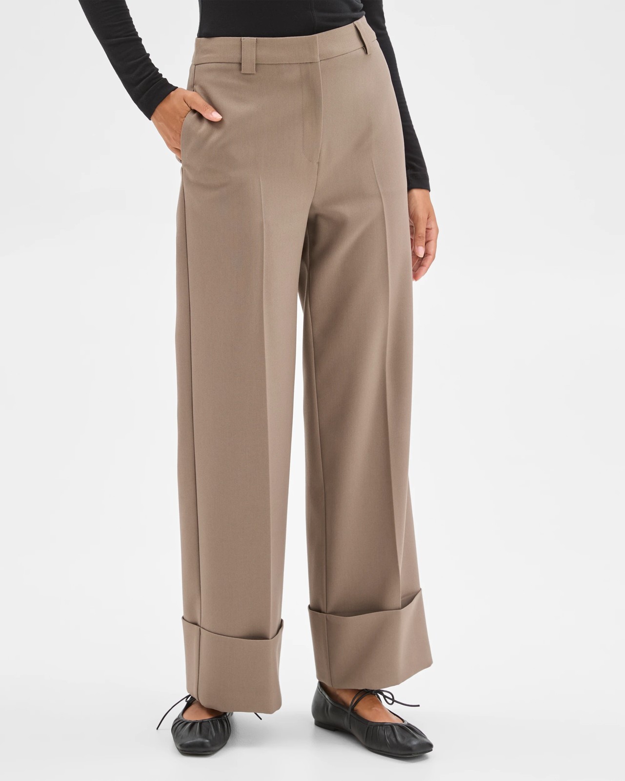 Preview Wide Leg Cuff Detail Pants 4 of 6