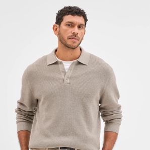 トップス BOUTIQUE LONG SLEEVE KNIT POLO SHIRT VENEZIA