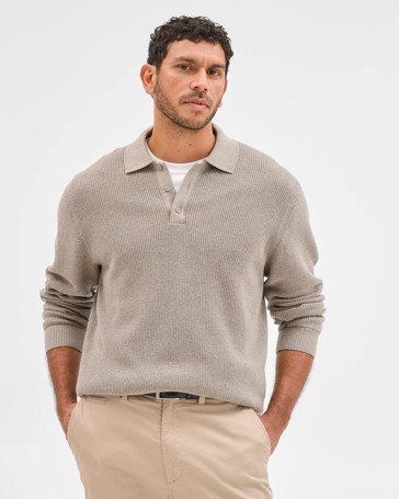 Australian Cotton Lightweight Long Sleeve Polo Neck Knit Sweater