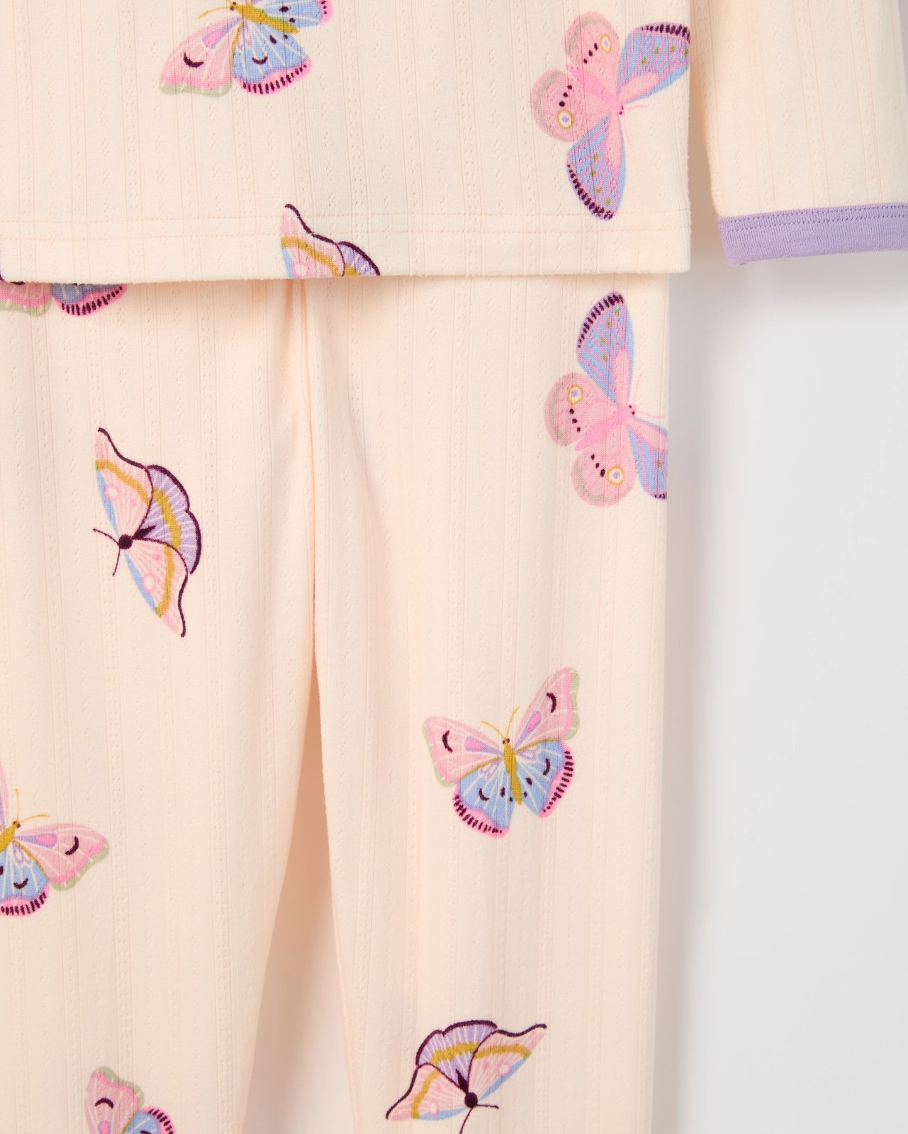 Younger Girls Pointelle Knit Pyjama Set 3 of 3