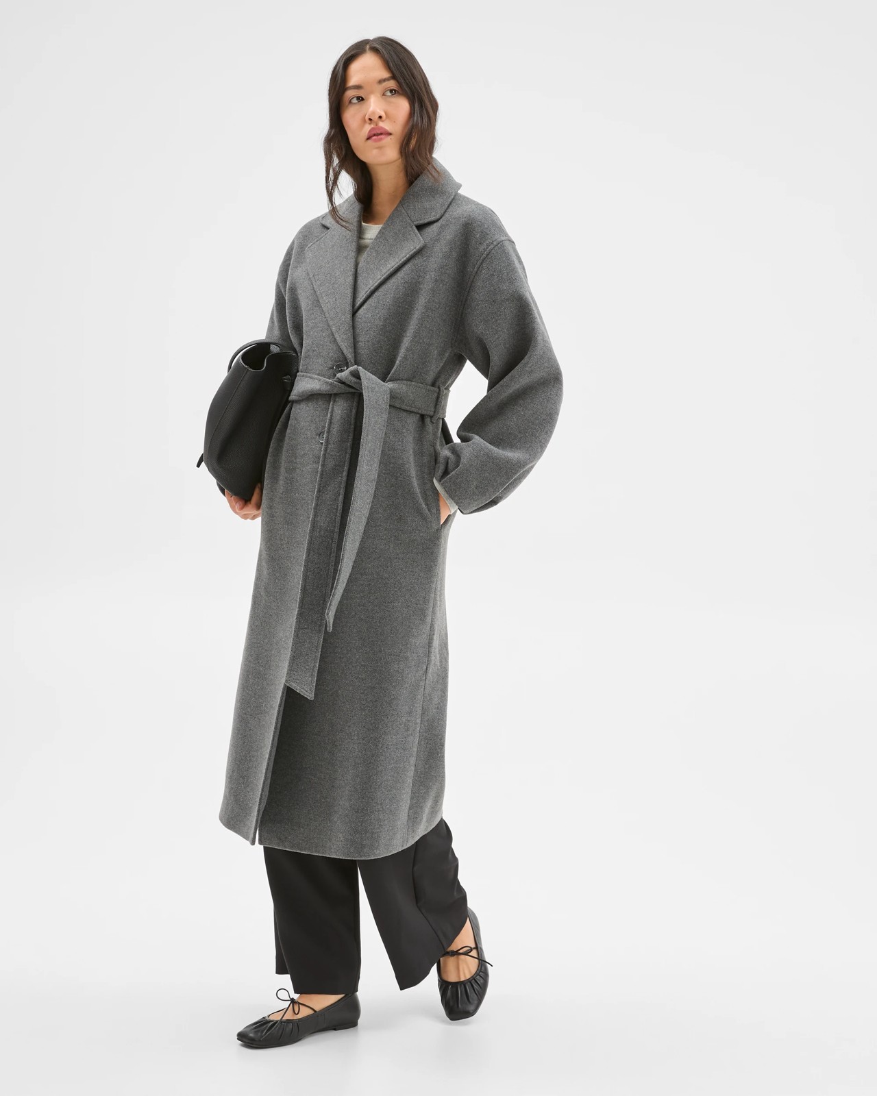 Preview Wrap Belted Coat - Charcoal Marle 3 of 6
