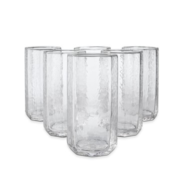 6 Clear Octagon Hiball Glasses - Anko