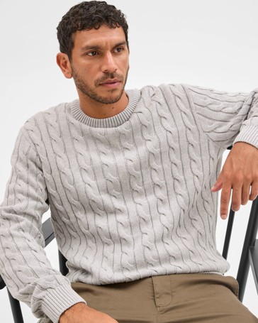 Australian Cotton Midweight Cable Knit Sweater
