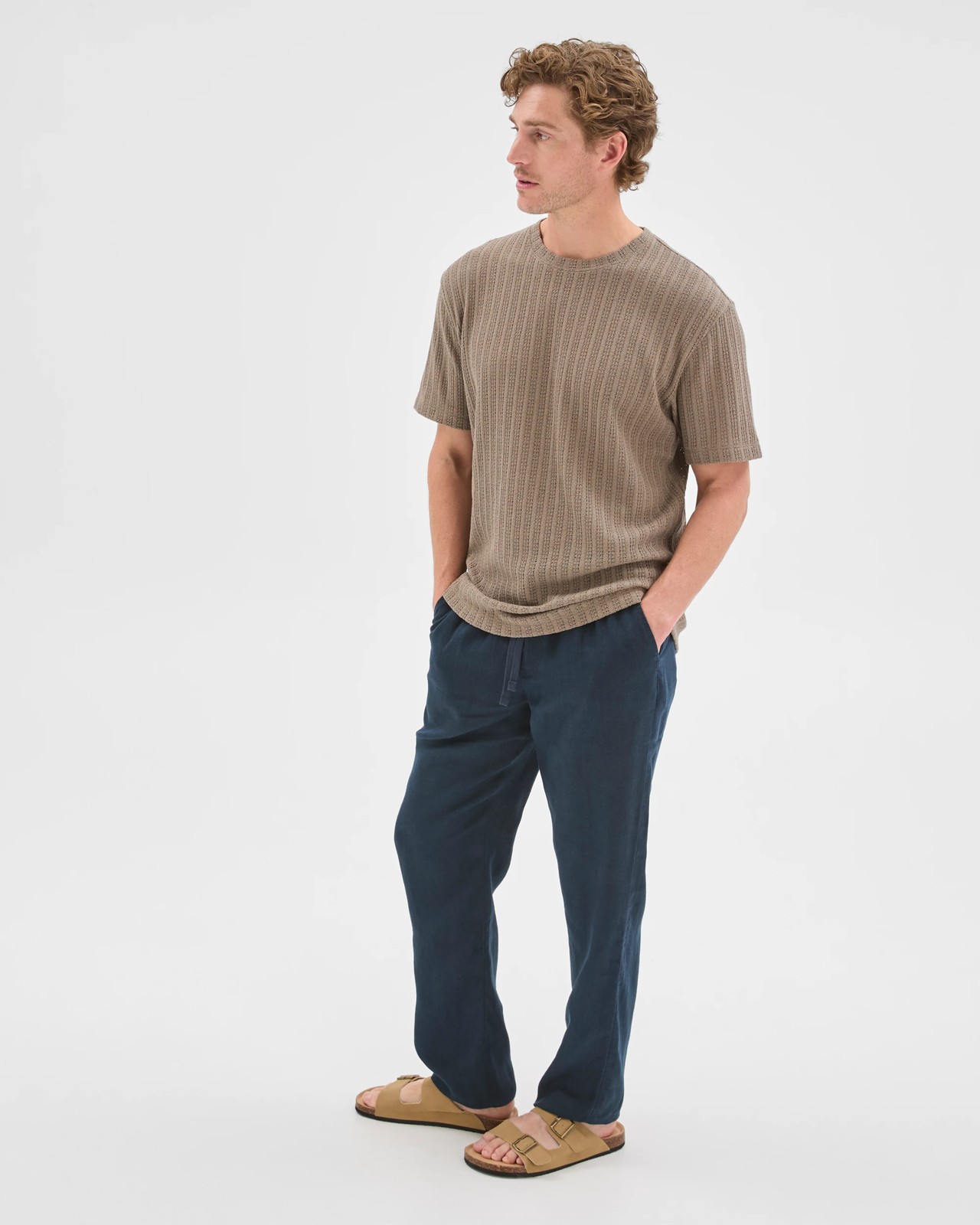 Australian Cotton Blend Pointelle T-Shirt - Mushroom 4 of 6
