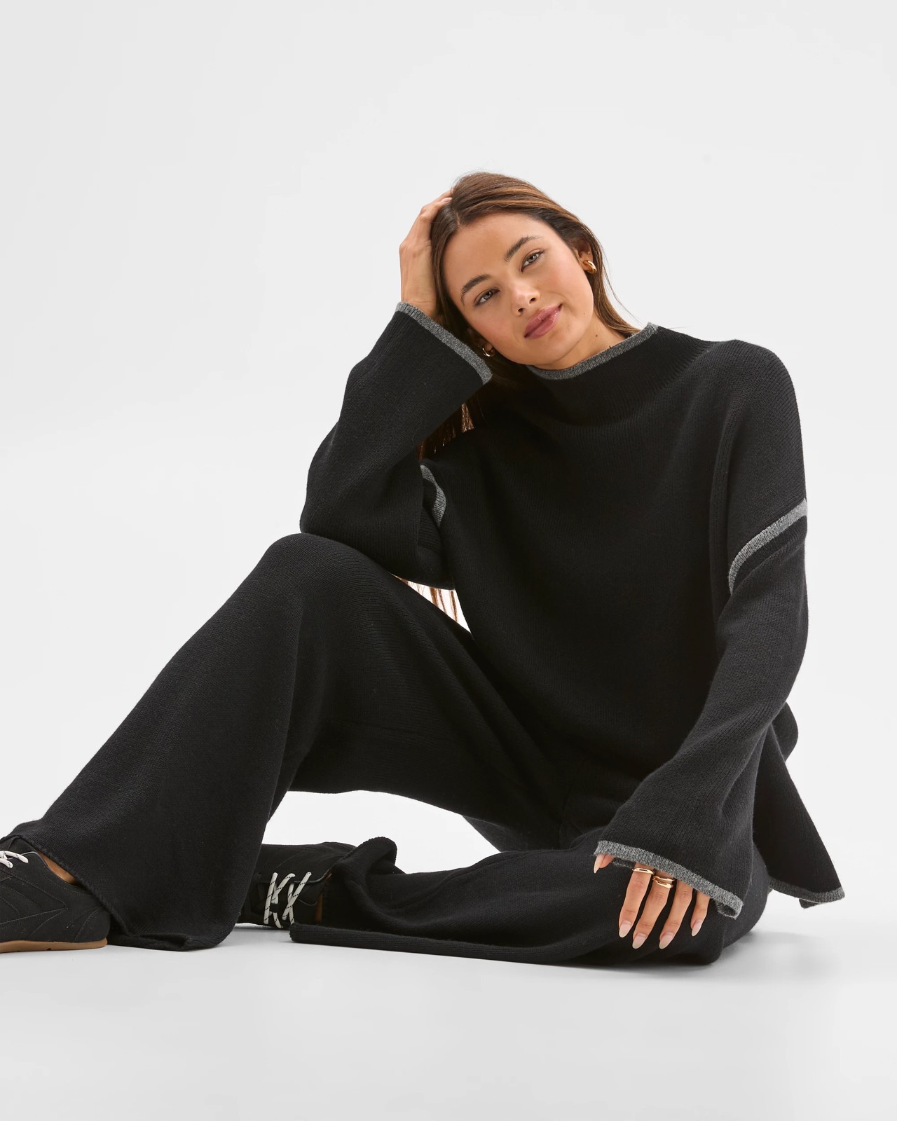 Lily Loves High Neck Contrast Jumper - Black 2 of 6