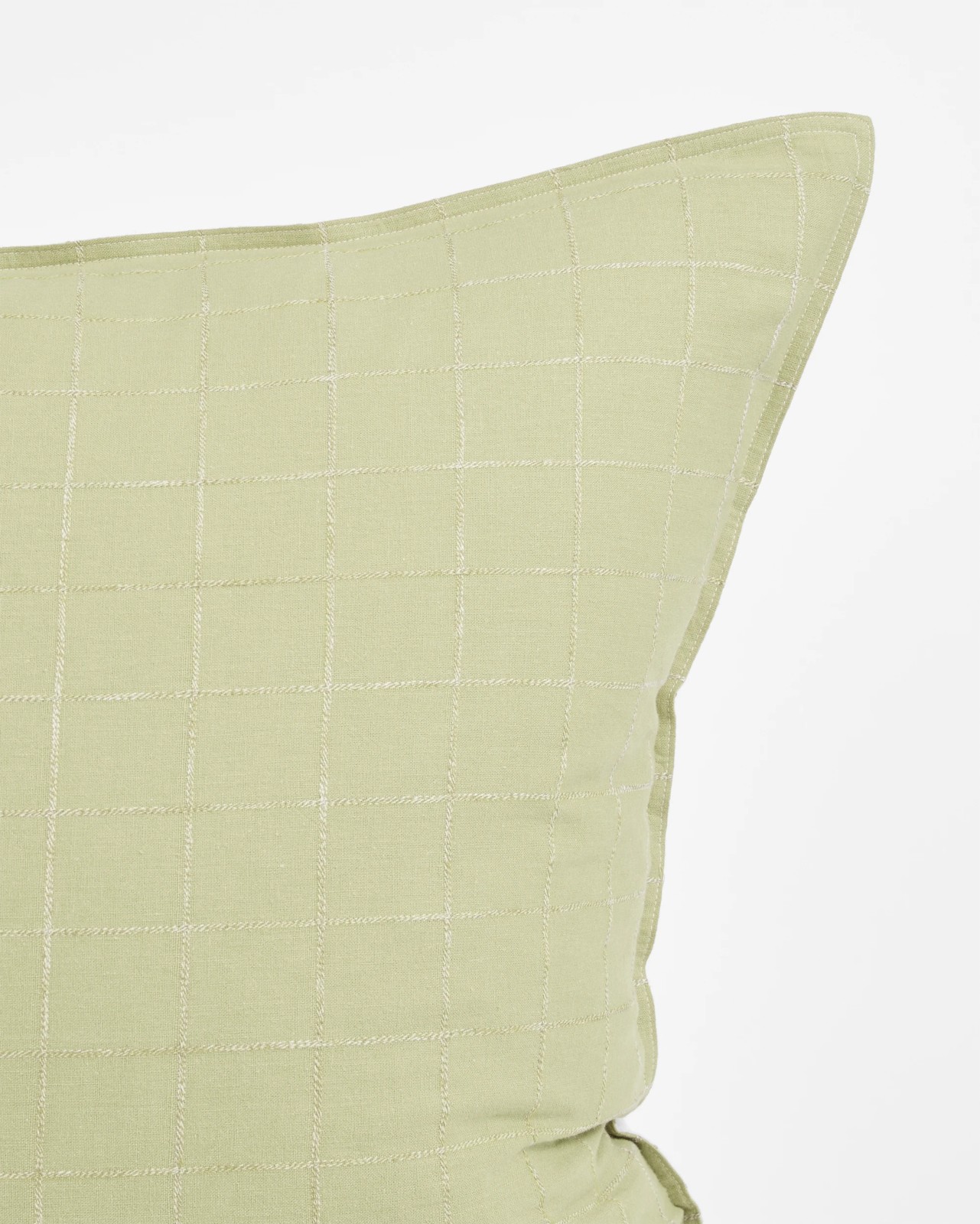 Ayla Check Linen/Cotton European Pillowcases - Sage 3 of 3