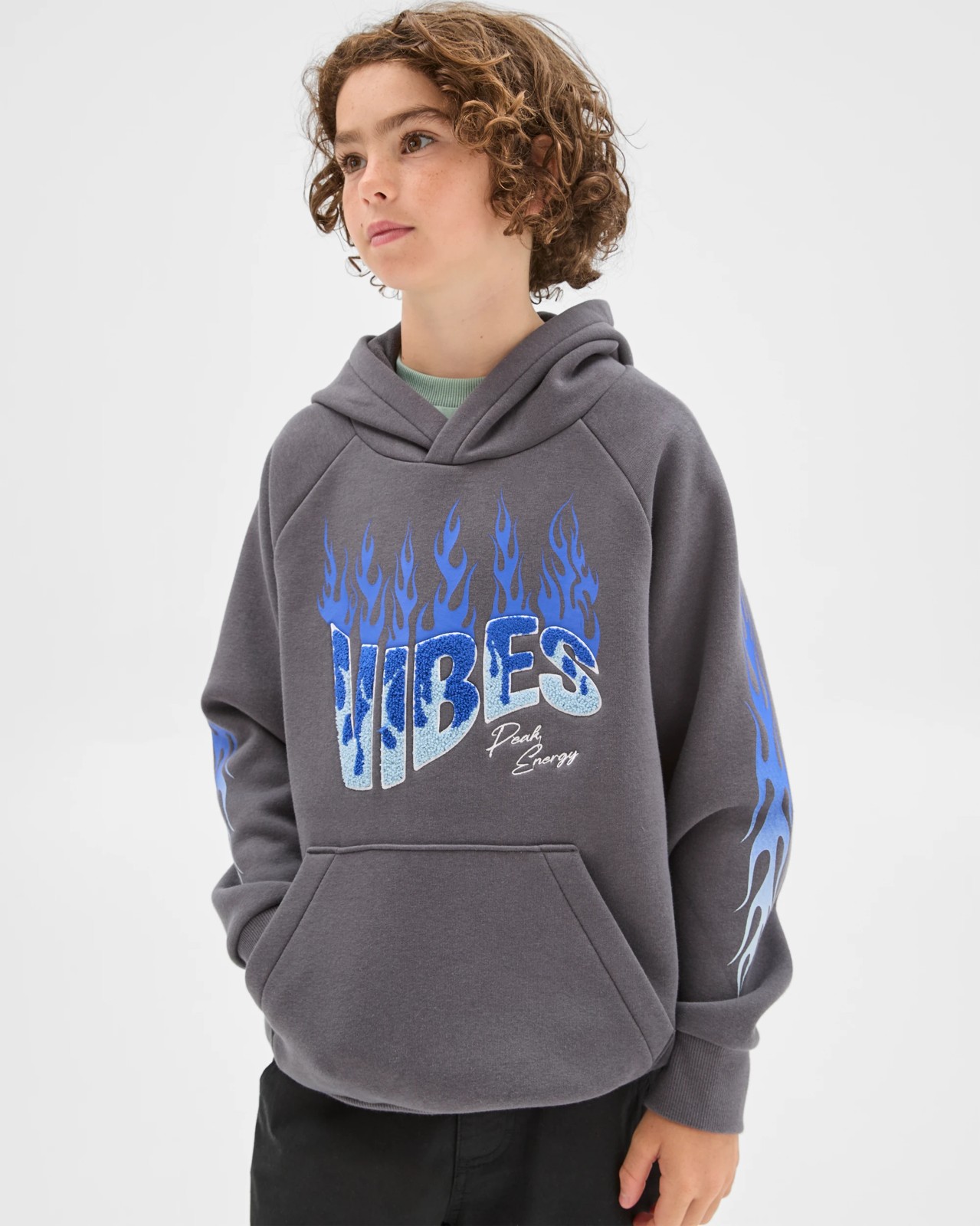 Long Raglan Sleeve Heavyweight Popover Hoodie - Black 3 of 5
