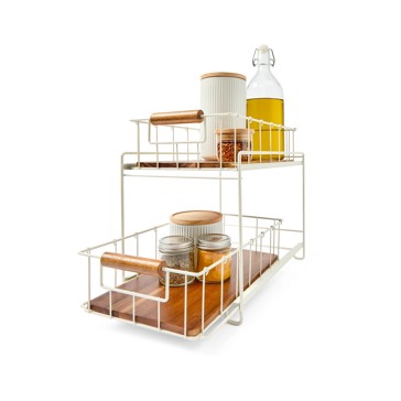 Off White and Acacia 2 Tier Drawers - Anko