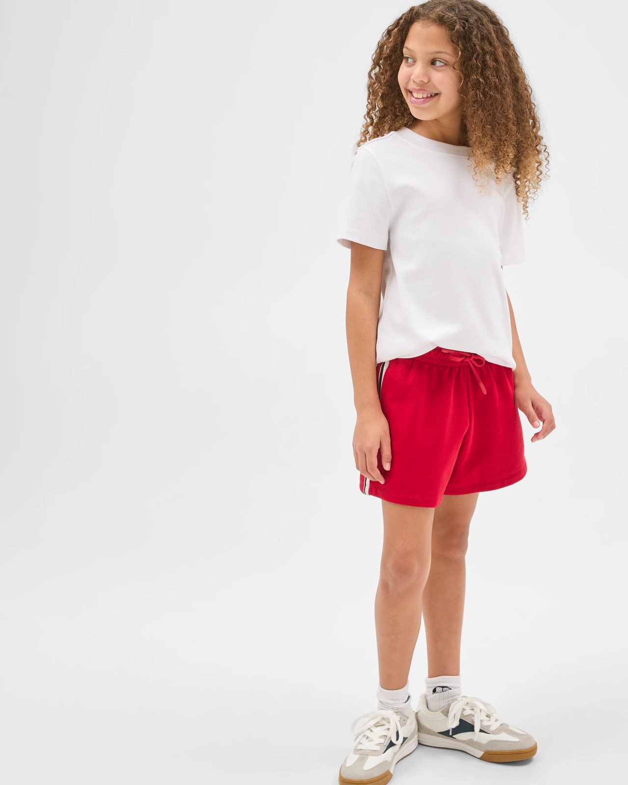 Australian Cotton Blend Side Stripe Fleece Shorts - Red 5 of 6