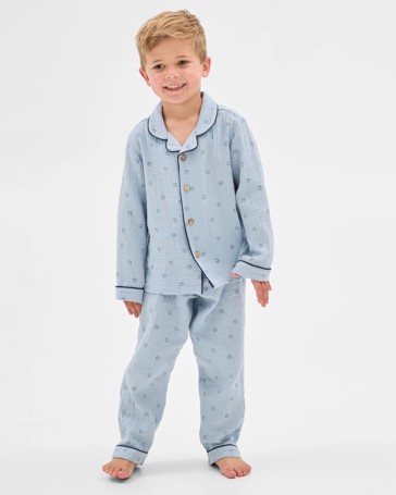 Australian Cotton Younger Boys Double Cloth Woven Pyjama Set