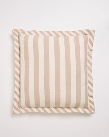 Dakota Stripe Cotton Cushion - Taupe