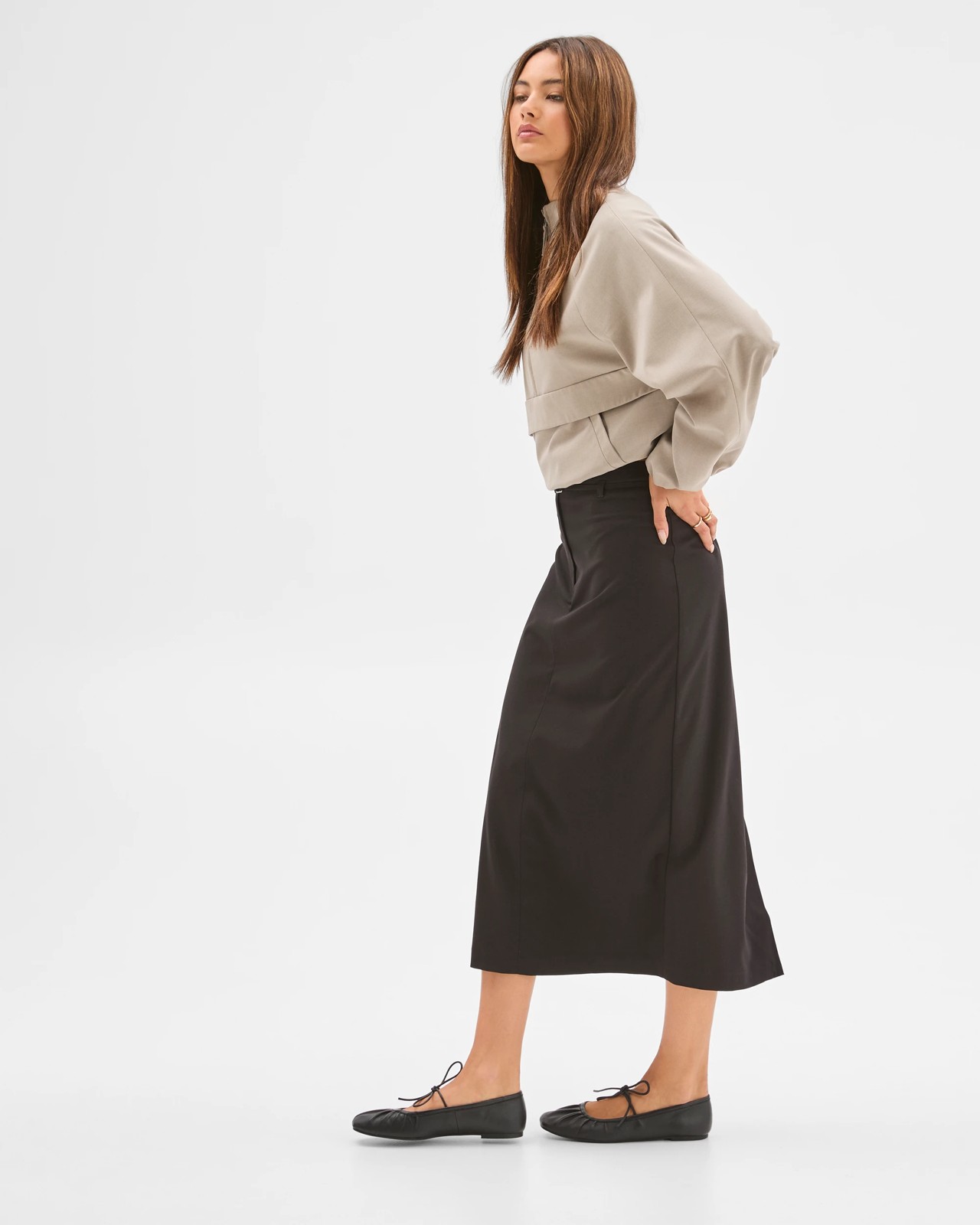Lily Loves Column Midi Skirt - Black 2 of 6