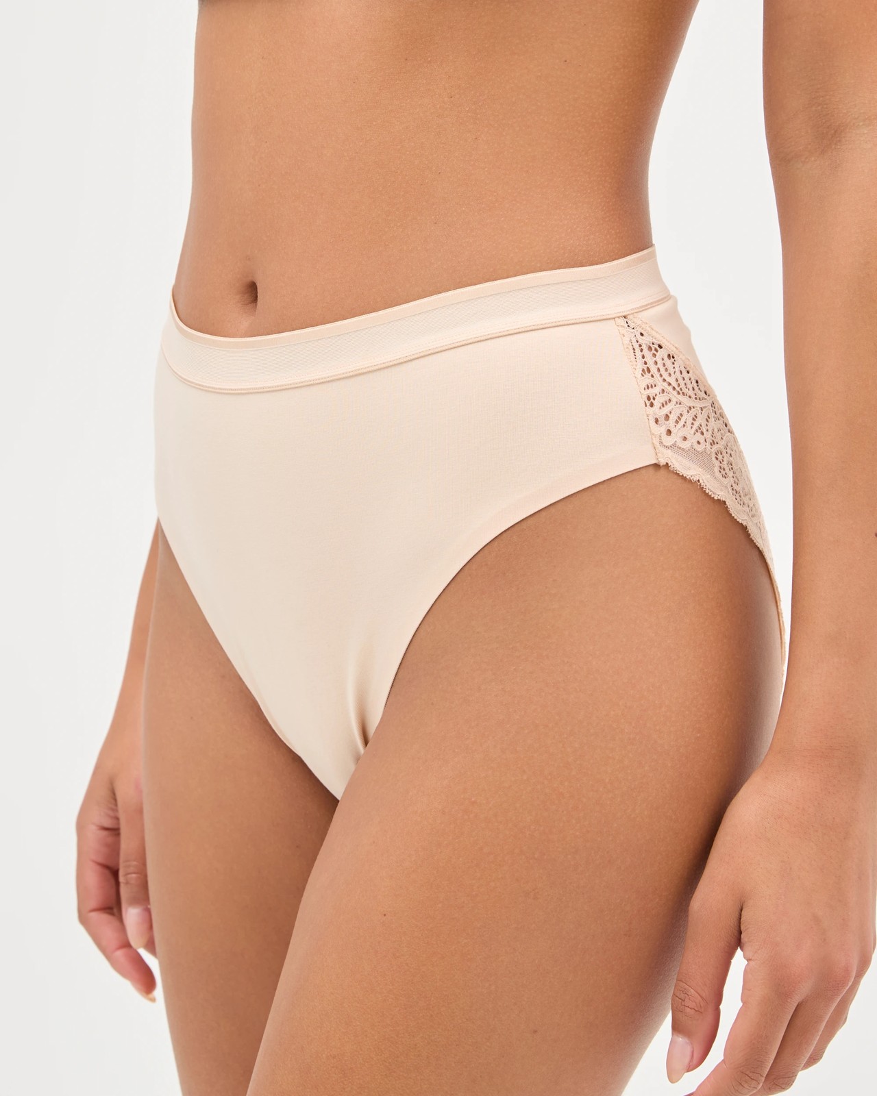 Australian Cotton Blend 2 Pack Luna Lace Light Shaping High Cut Briefs - Bare Beauty 3 of 4