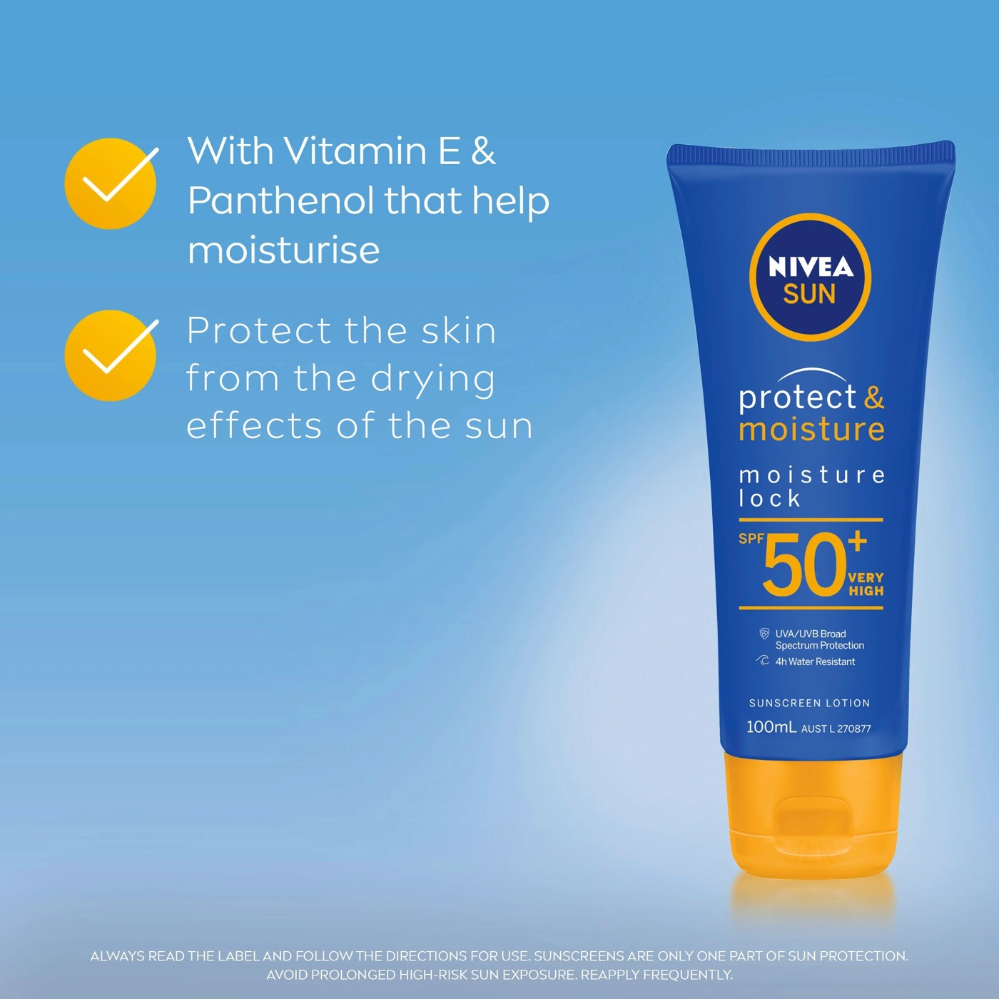 Nivea Sun Protect & Moisture SPF50+ Sunscreen Lotion 100ml - Panthenol and Vitamin E 4 of 6