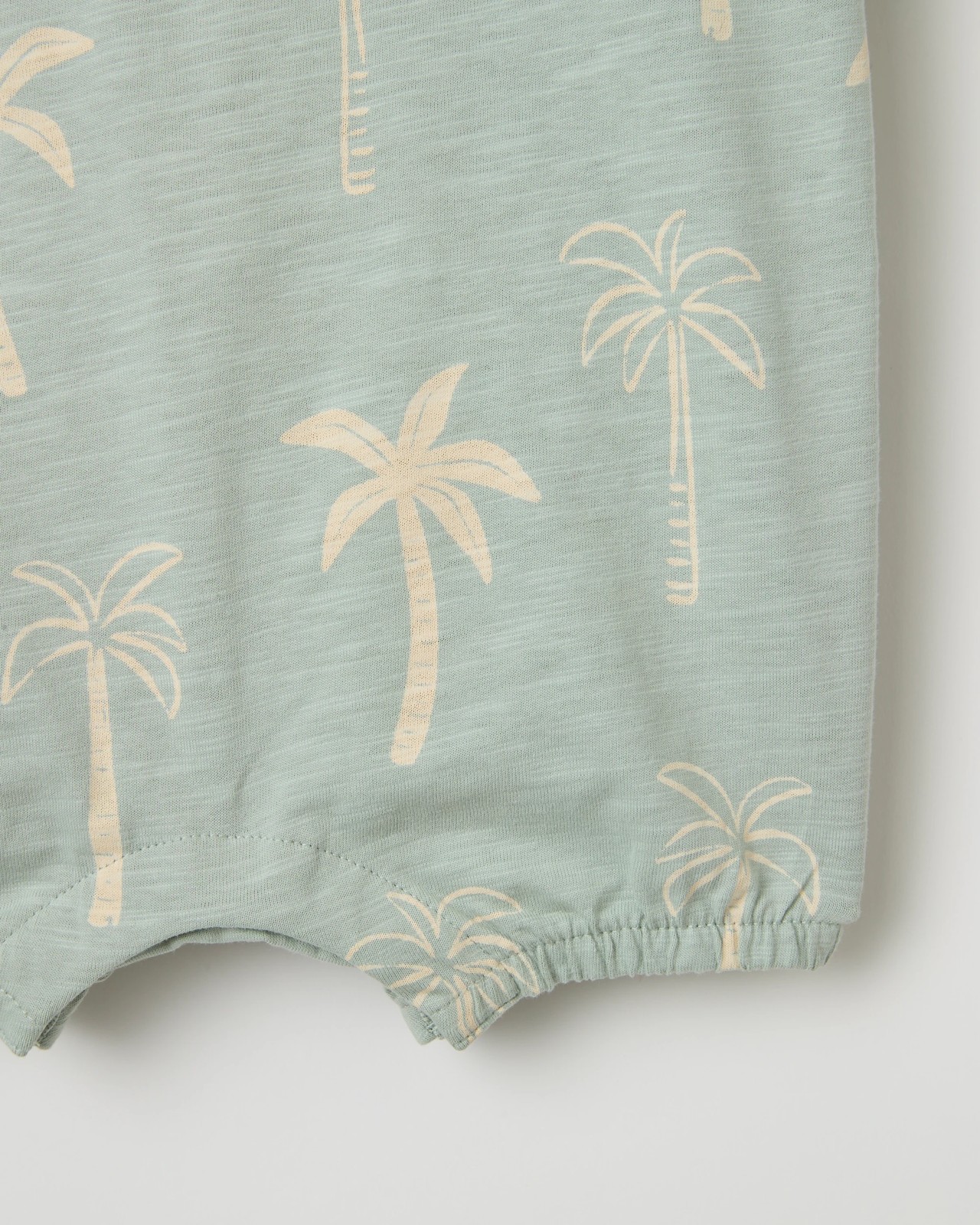 Baby Organic Cotton Slouchy Romper - Green Palm Tree Aqua 6 of 6