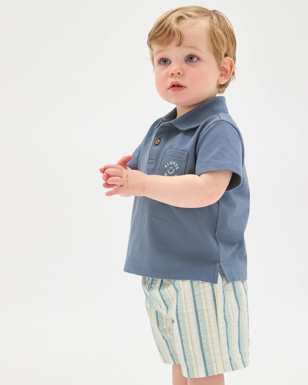 Baby Polo Top and Shorts 2 Piece Set - Indigo 2 of 6
