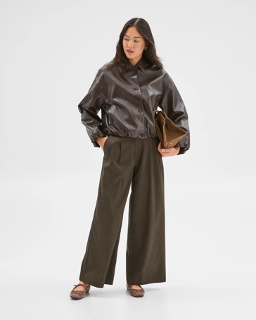 Preview PU Bubble Hem Bomber Jacket