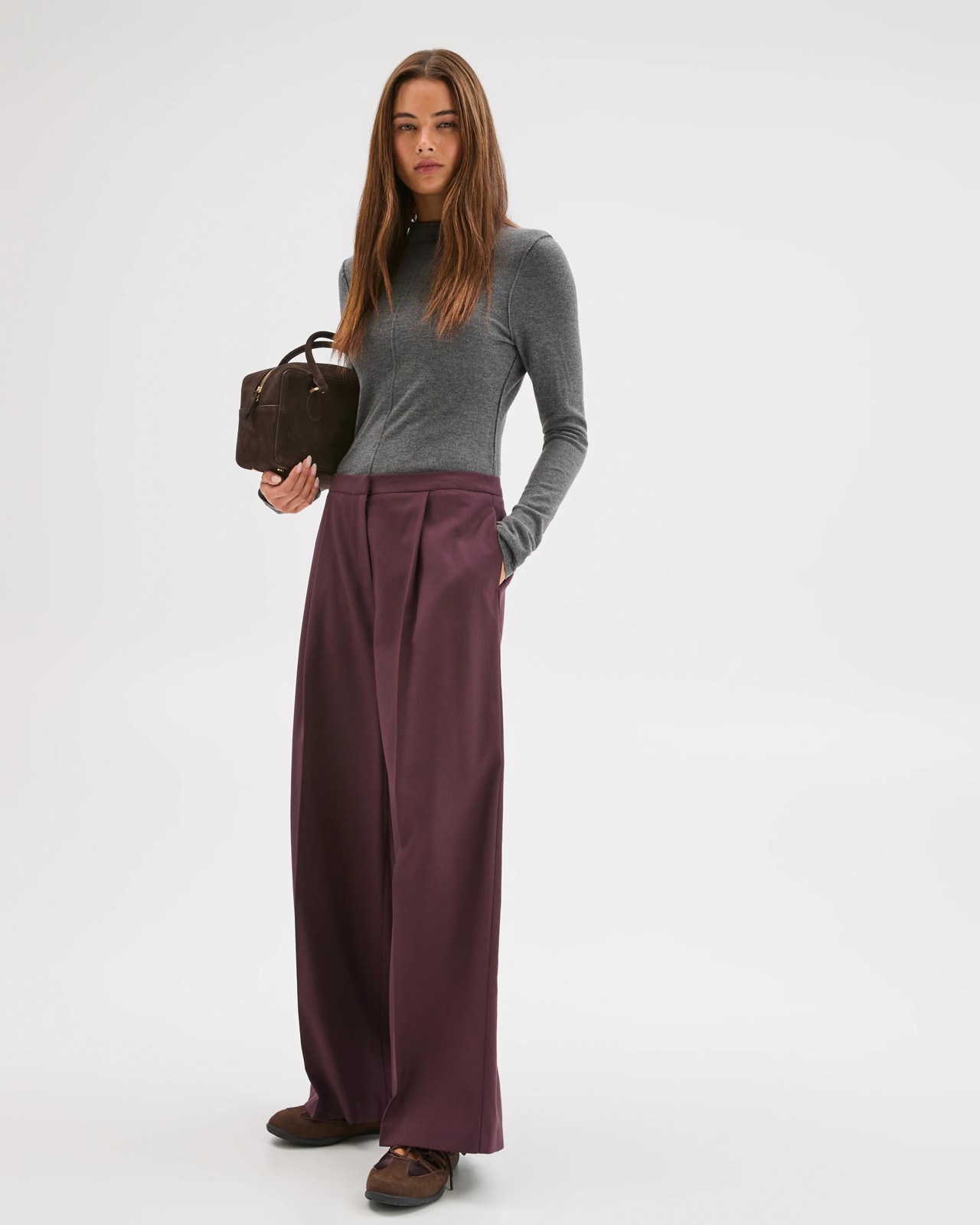 Lily Loves Wide Leg Tailored Pants - Fudge 2 of 5