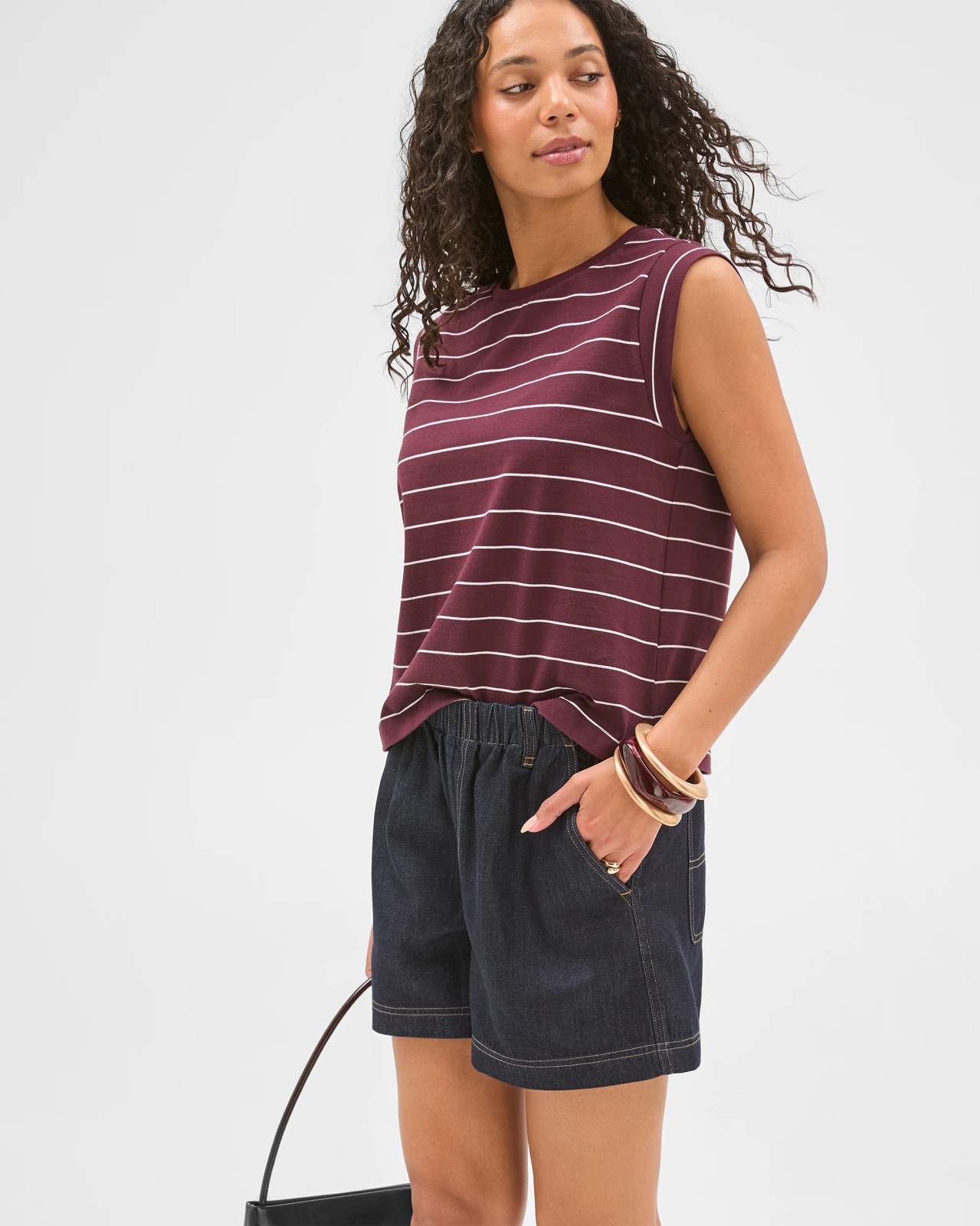 Australian Cotton Extended Shoulder Muscle Tank Top - Merlot 5 of 6