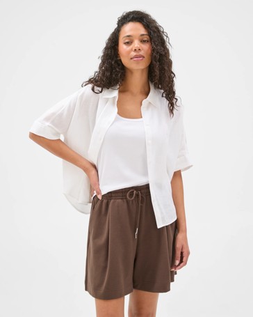 Australian Cotton Blend Relaxed Drape Shorts