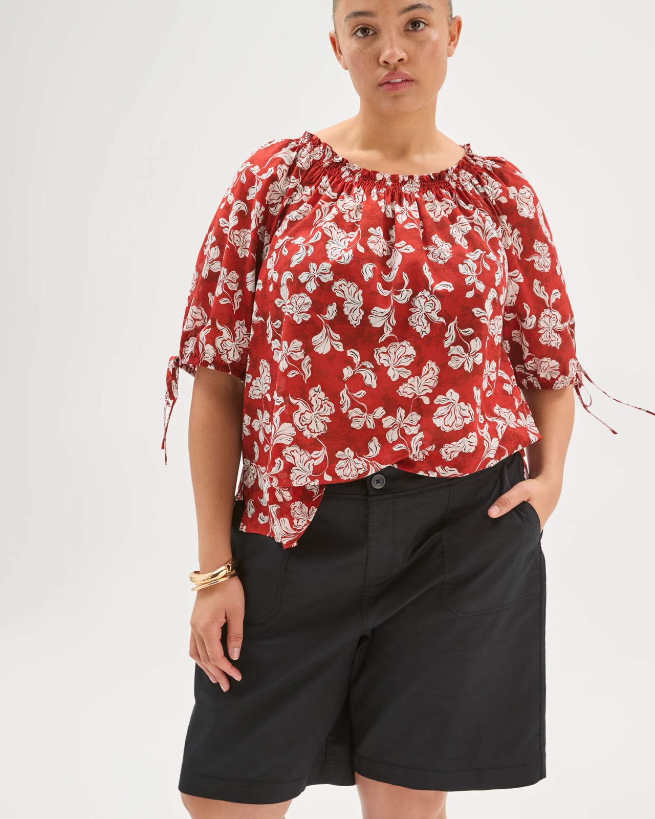 Plus Size Stretch Twill Pull On Bermuda Shorts 3 of 6