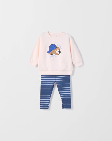 Baby Organic Cotton Fleece Top and Rib Leggings Set