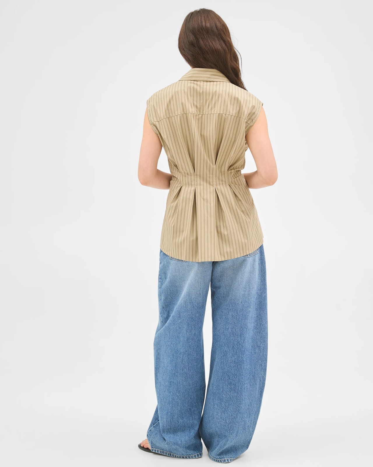 Lily Loves Australian Cotton Sleeveless Poplin Shirt - Green Stripe 6 of 6