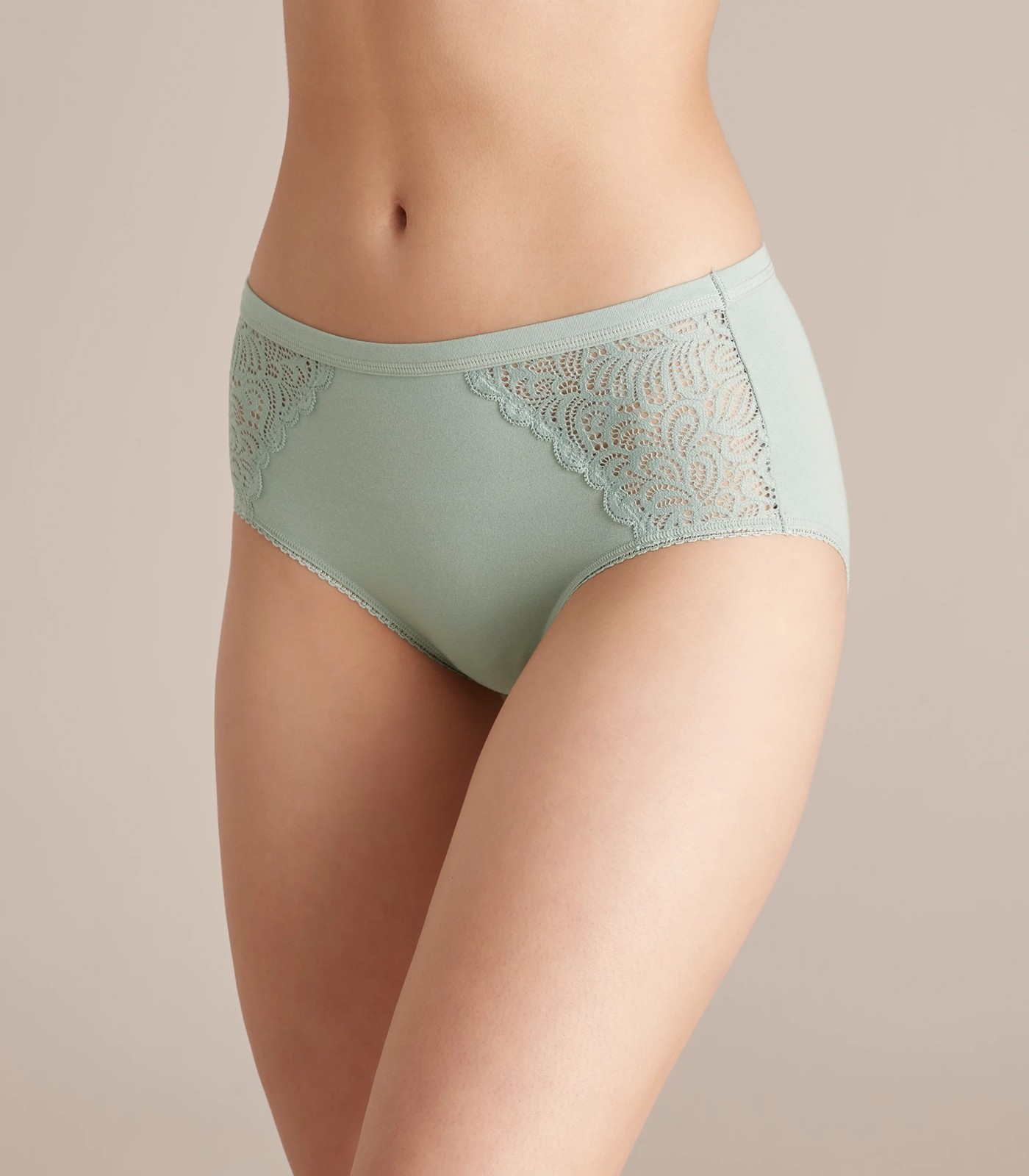 Organic Cotton and Lace Midi Briefs; Style: LMD30561 1 of 3
