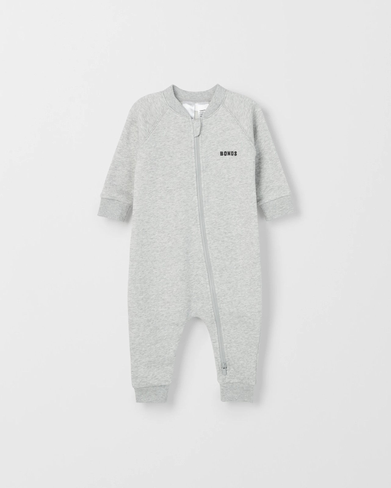Bonds Baby Everyday Fleece Zip Coverall - New Grey Marle 4 of 5