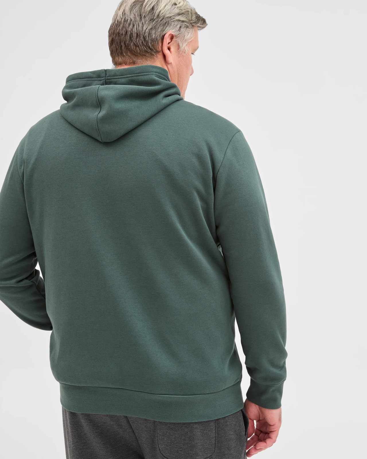 Plus Size Australian Cotton Blend Fleece Popover Jumper - Dark Green 5 of 5