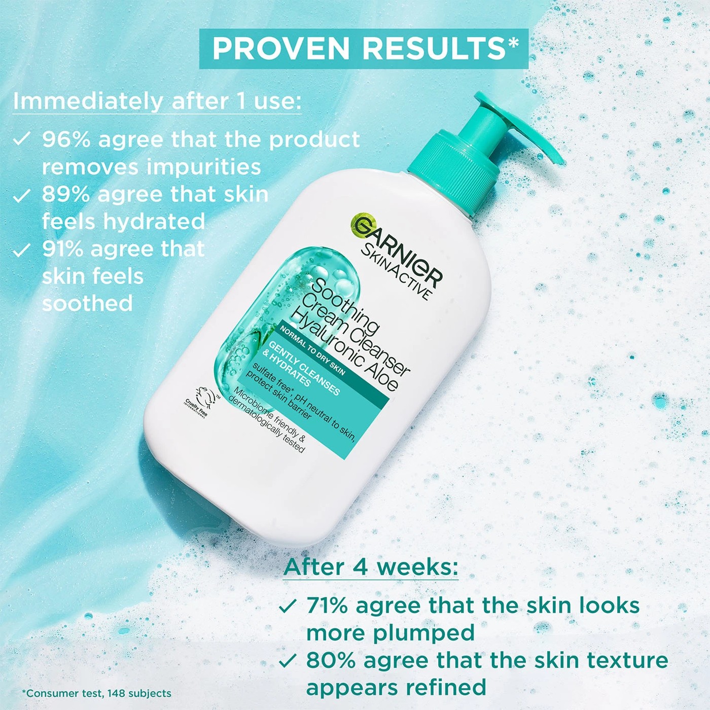 Garnier SkinActive Soothing Cream Cleanser 250ml - Hyaluronic Acid and Aloe Vera 3 of 5