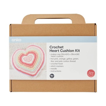 Crochet Heart Cushion Kit - Anko
