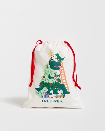 Cotton Tree Rex Christmas Drawstring Bag