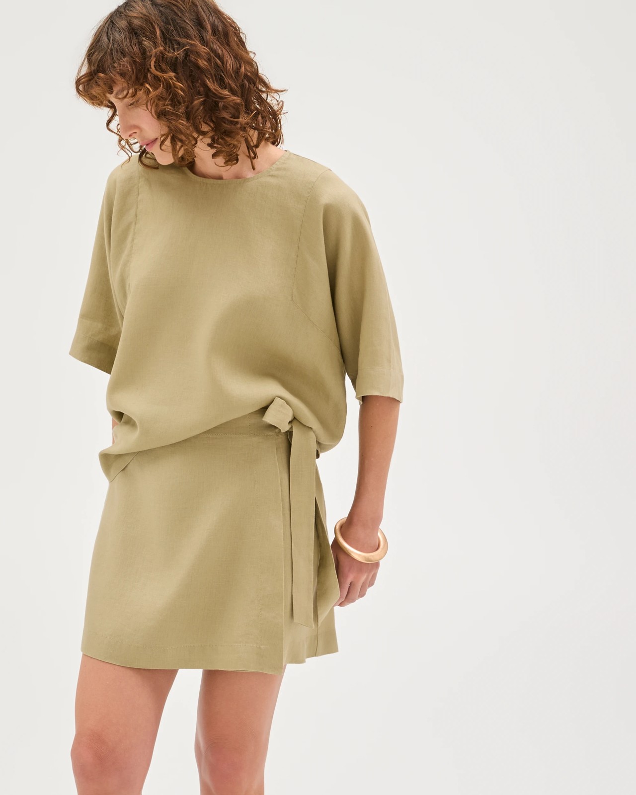 European Linen Mini Skort - Crushed Leaf 6 of 6